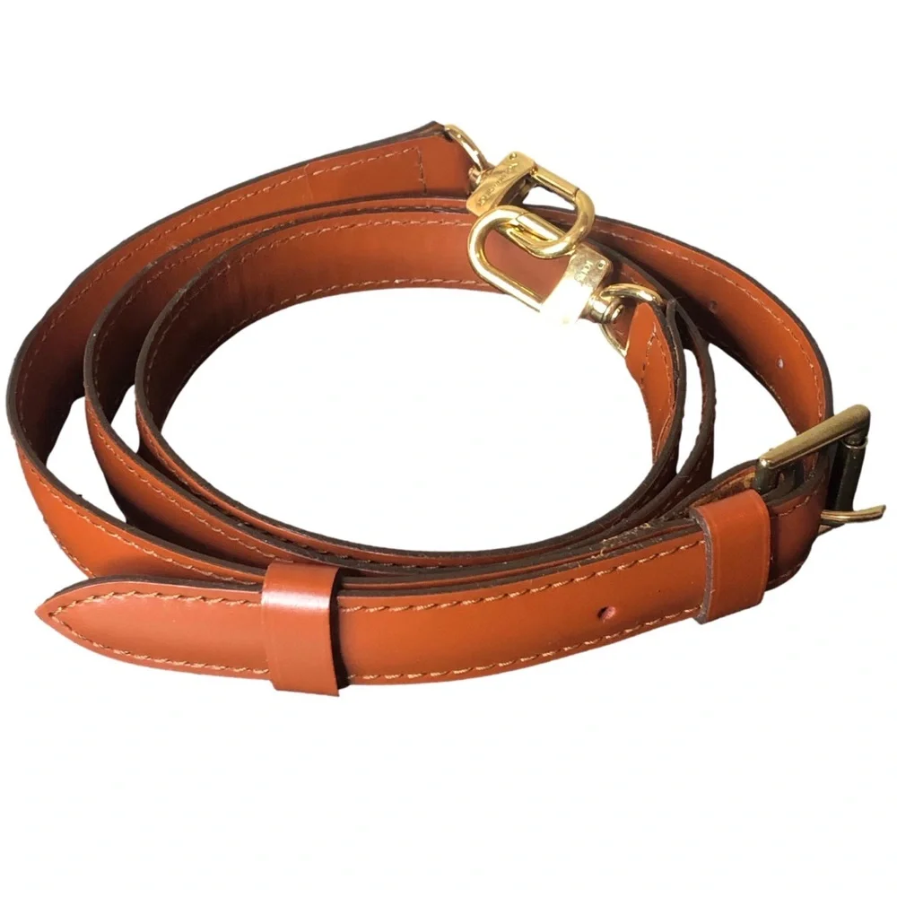 LOUIS VUITTON Adjustable Brown Kenyan Fawn Leather Strap with Gold Hardware